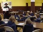 John introduces Johnny Clem to the class.  Johnny was a drummer boy.  He ran away from home to join the Army.  He was only 9 years old. (79kb)